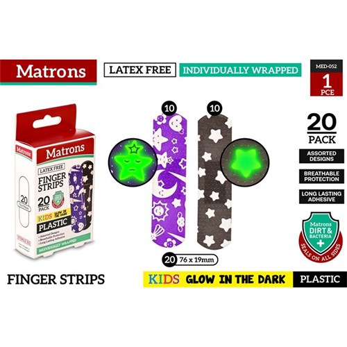 20Pce Kids Plastic Wound Strips Glow in The Dark